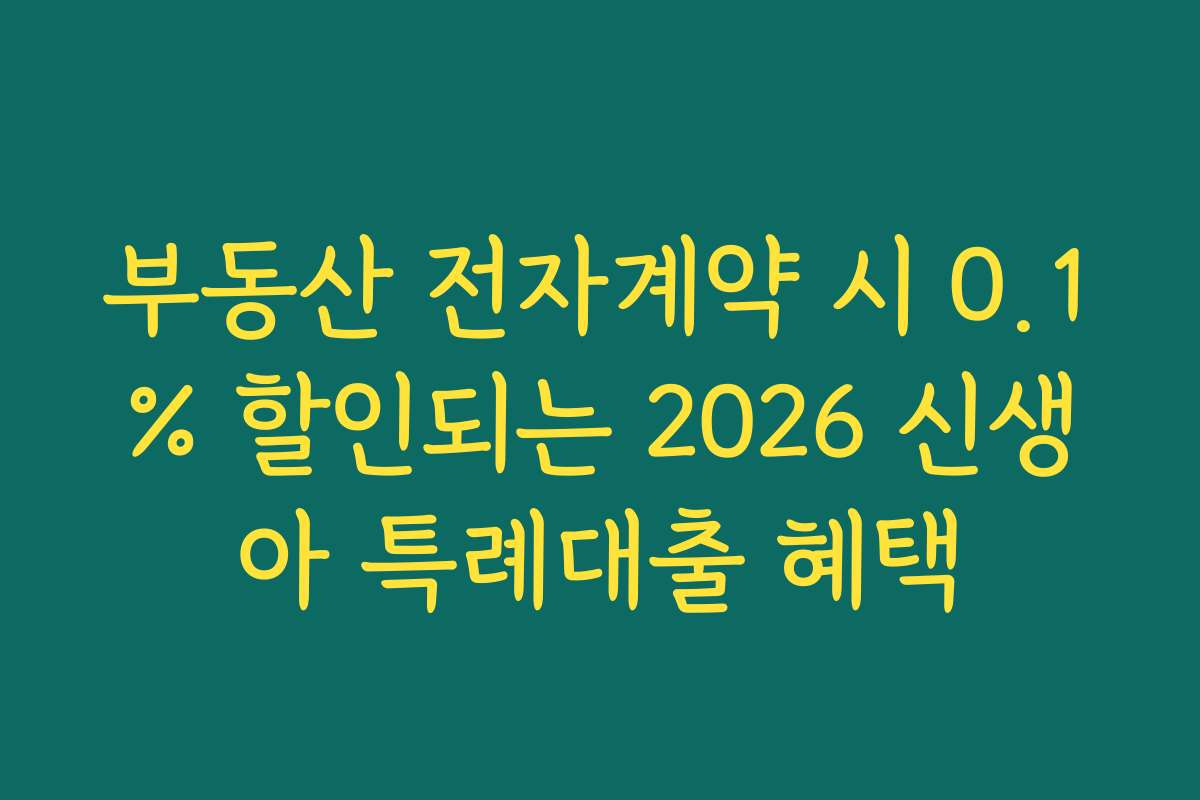 부동산 전자계약 시 0.1% 할인되는 2026 신생아 특례대출 혜택