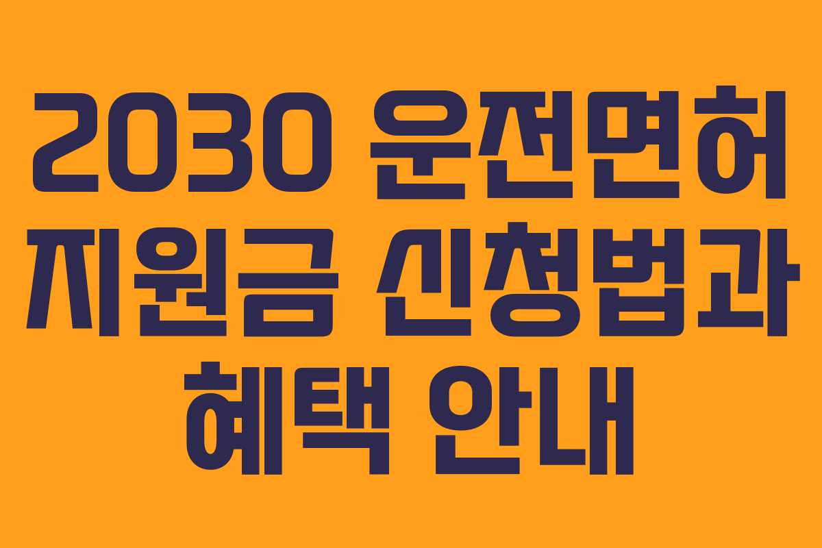 2030 운전면허 지원금 신청법과 혜택 안내