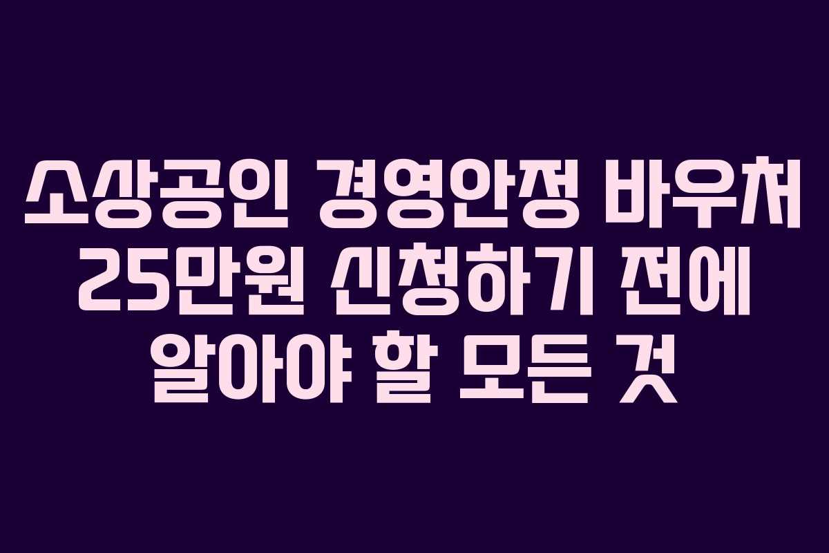 소상공인 경영안정 바우처 25만원 신청하기 전에 알아야 할 모든 것