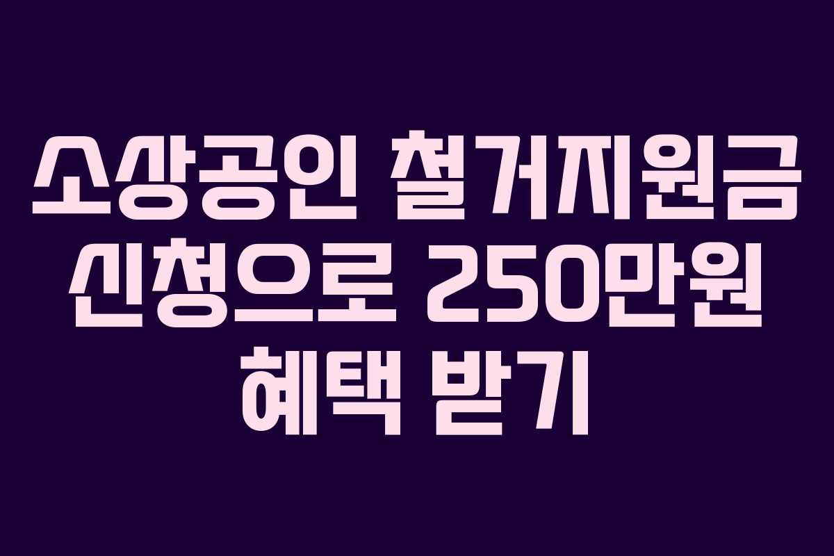 소상공인 철거지원금 신청으로 250만원 혜택 받기