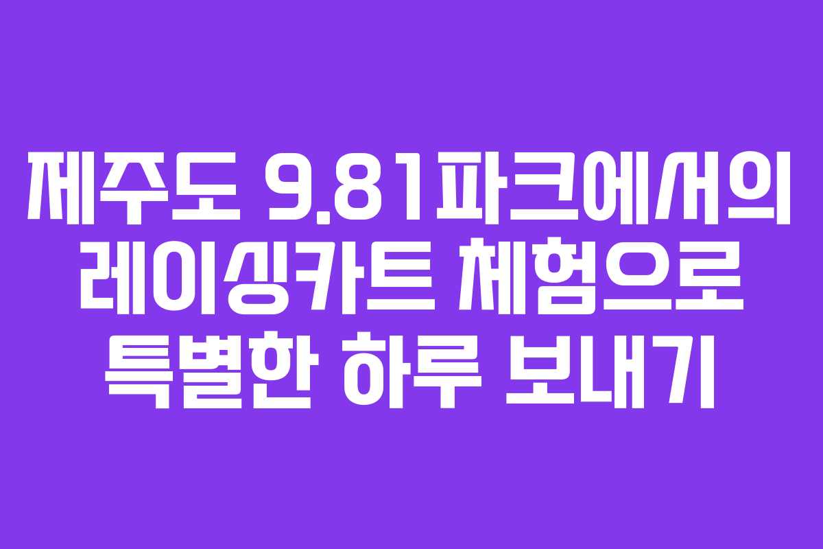 제주도 9.81파크에서의 레이싱카트 체험으로 특별한 하루 보내기