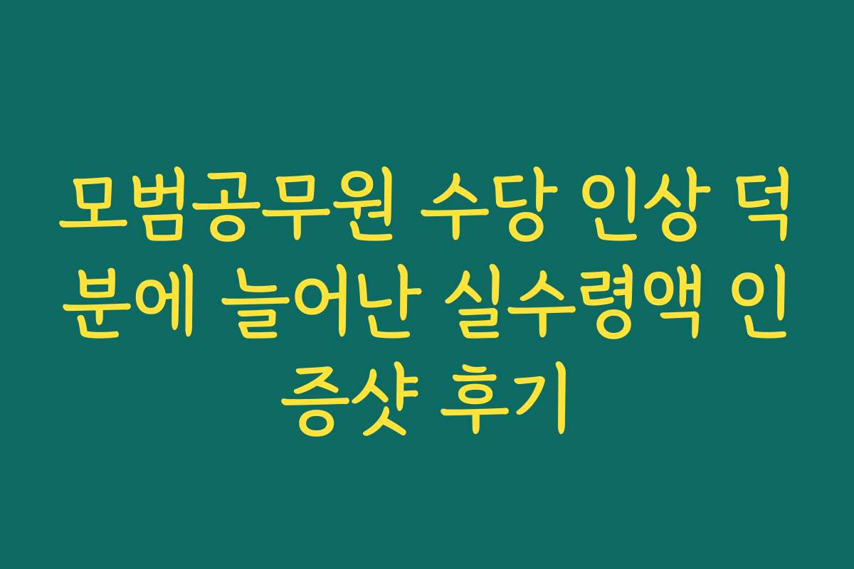 모범공무원 수당 인상 덕분에 늘어난 실수령액 인증샷 후기