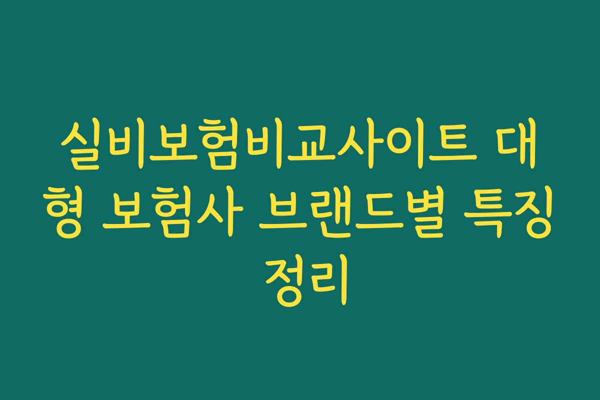 실비보험비교사이트 대형 보험사 브랜드별 특징 정리
