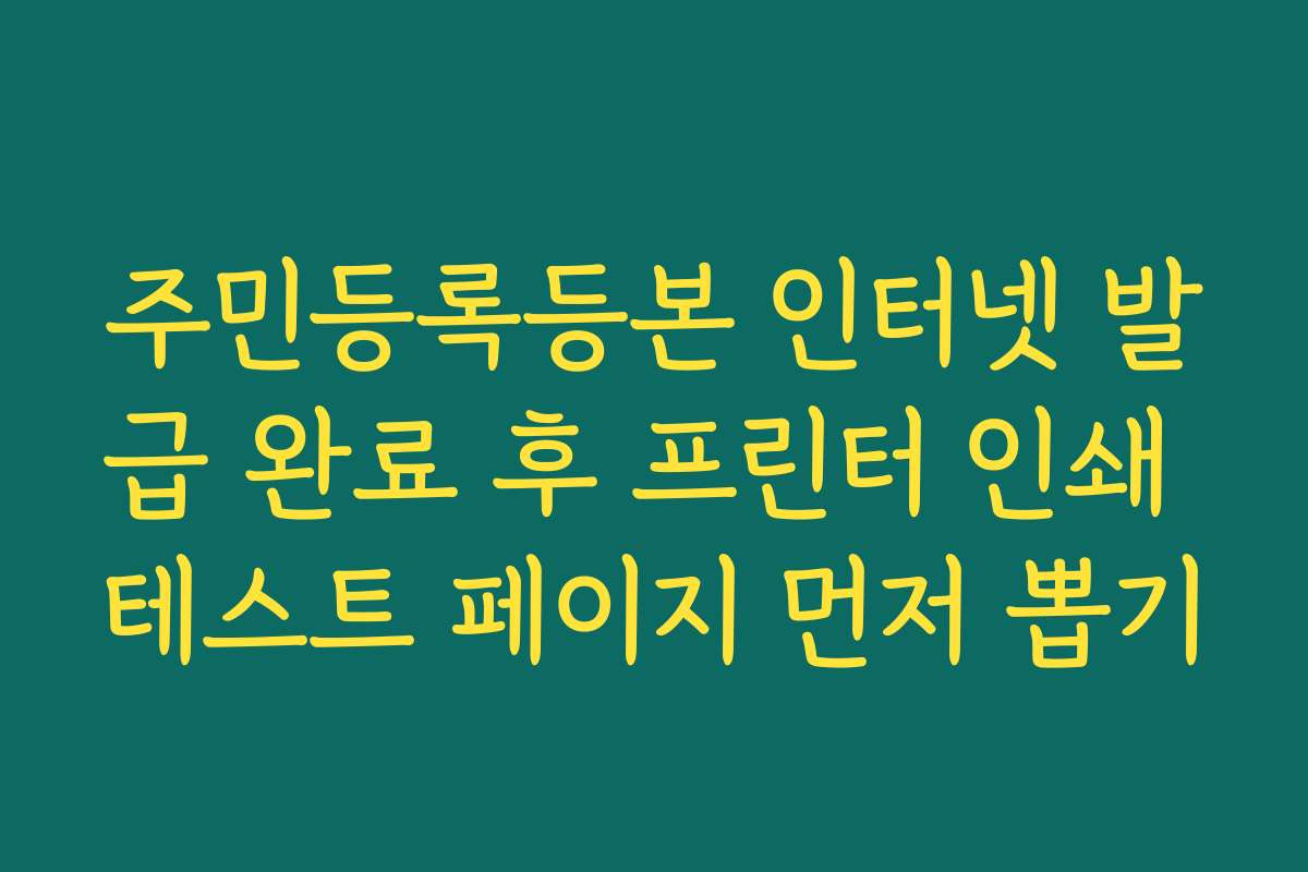 주민등록등본 인터넷 발급 완료 후 프린터 인쇄 테스트 페이지 먼저 뽑기