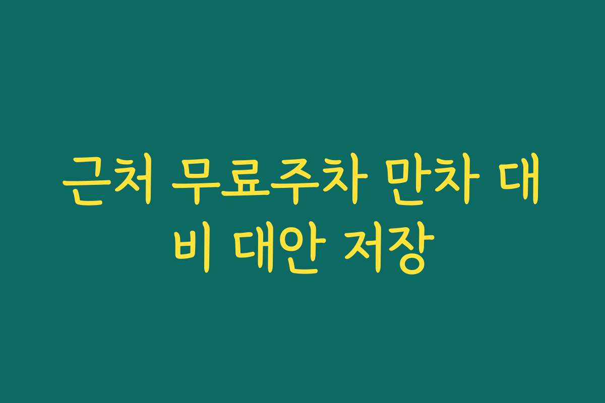 근처 무료주차 만차 대비 대안 저장