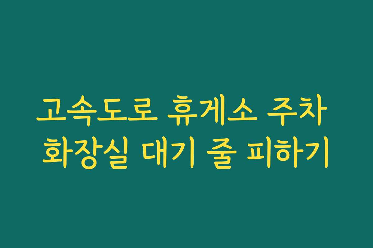 고속도로 휴게소 주차 화장실 대기 줄 피하기