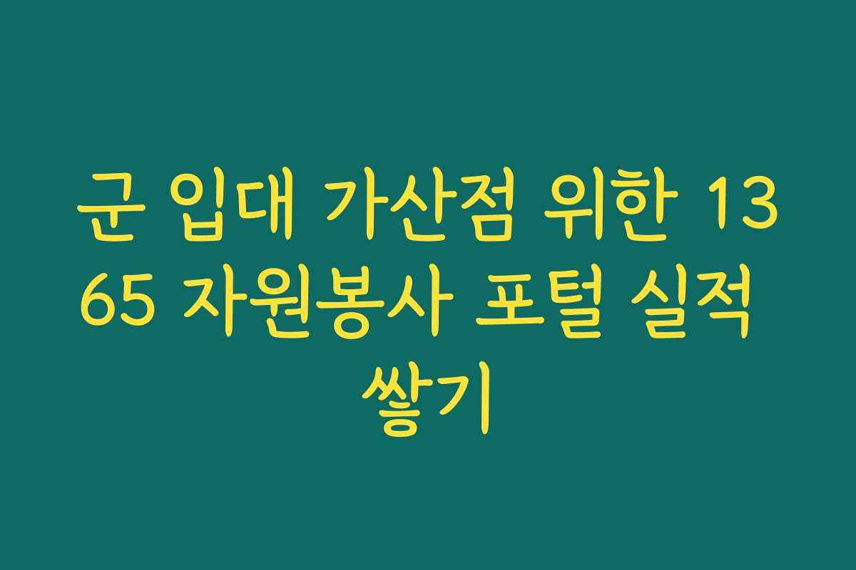 군 입대 가산점 위한 1365 자원봉사 포털 실적 쌓기