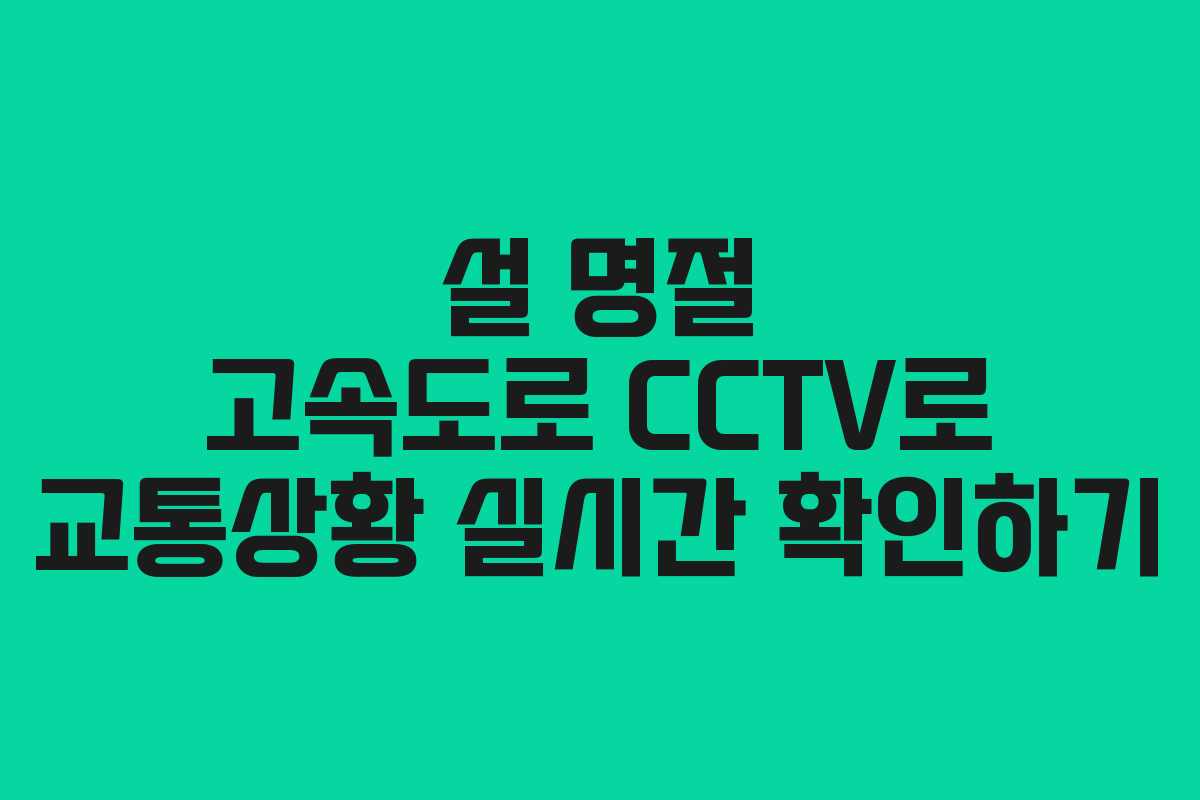 설 명절 고속도로 CCTV로 교통상황 실시간 확인하기