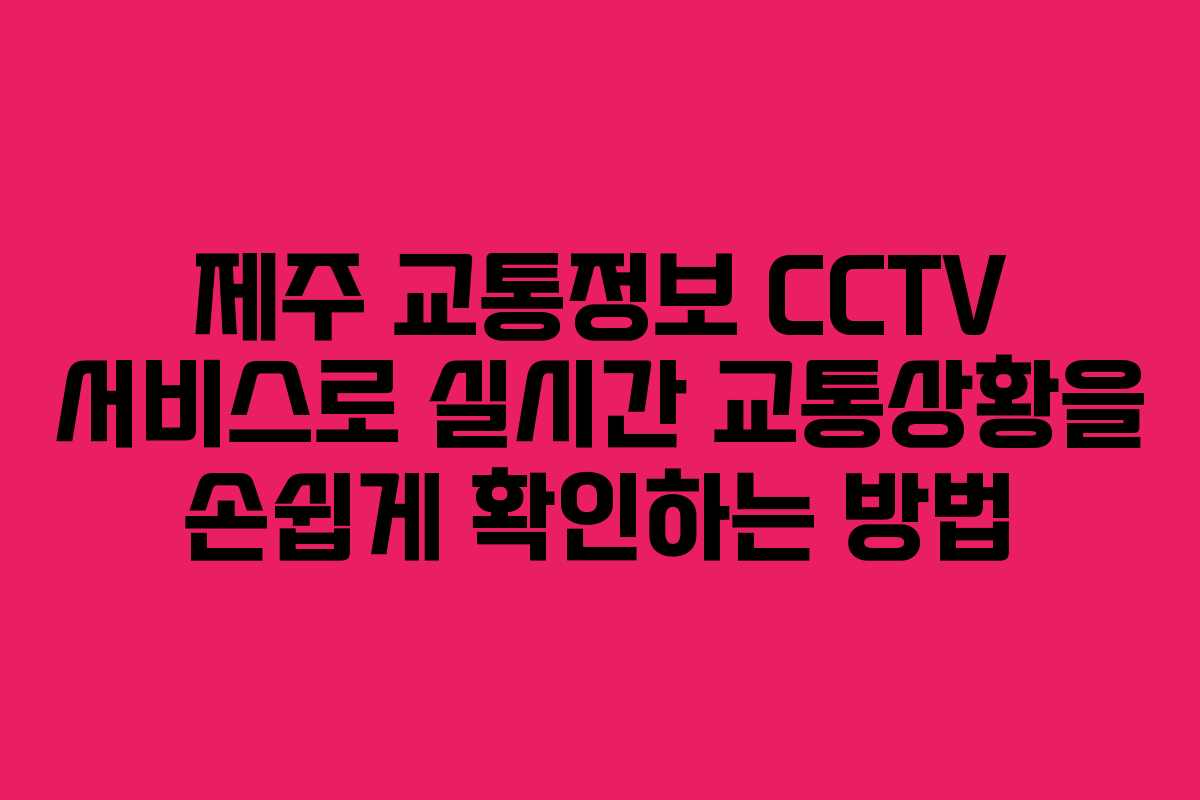 제주 교통정보 CCTV 서비스로 실시간 교통상황을 손쉽게 확인하는 방법