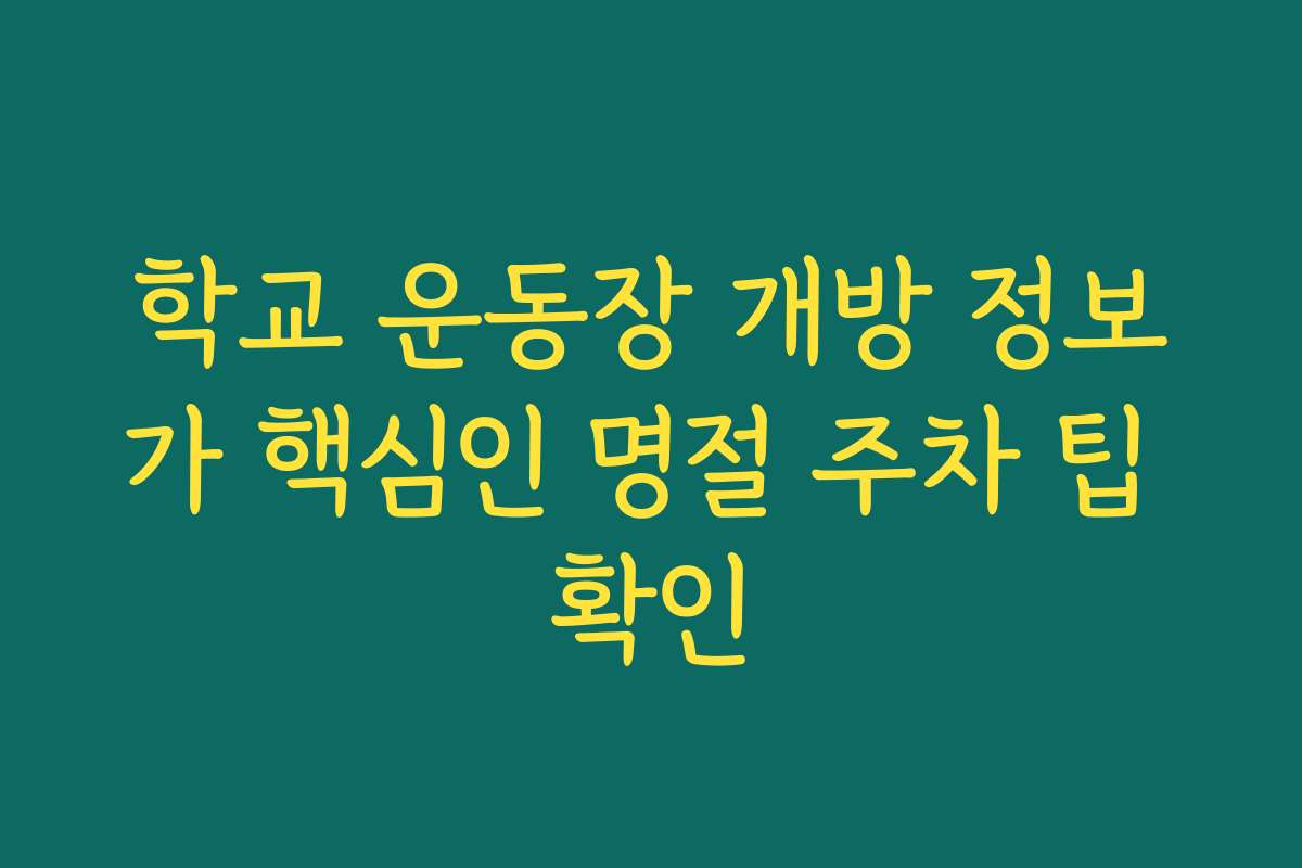 학교 운동장 개방 정보가 핵심인 명절 주차 팁 확인