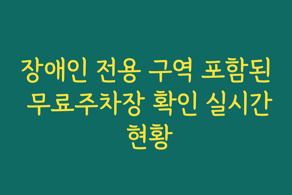 장애인 전용 구역 포함된 무료주차장 확인 실시간 현황