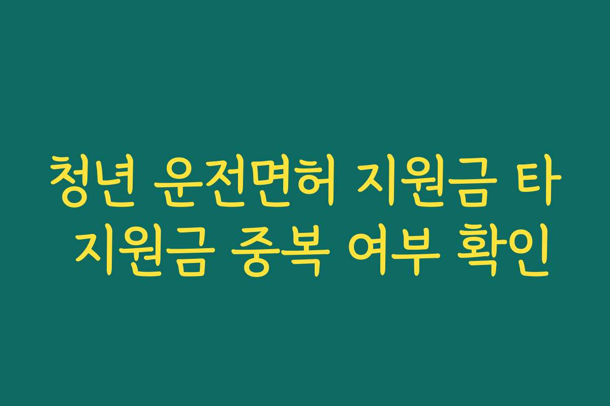 청년 운전면허 지원금 타 지원금 중복 여부 확인