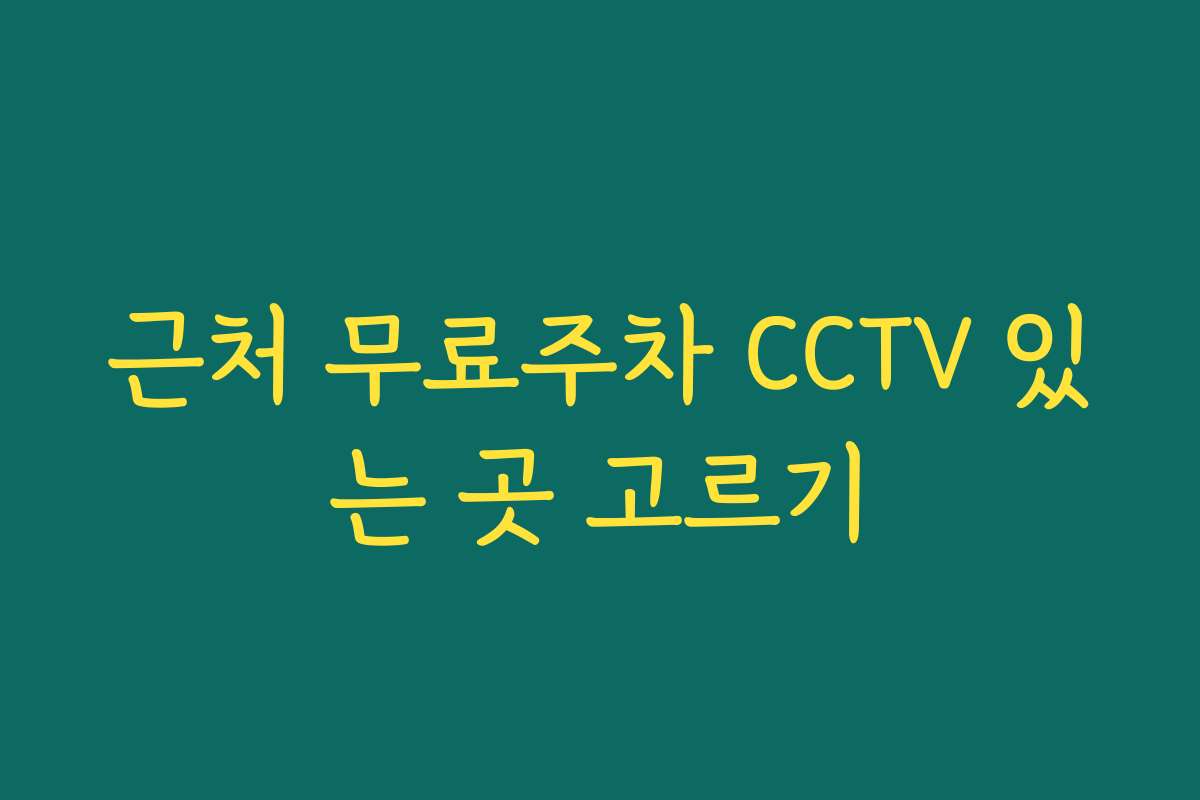 근처 무료주차 CCTV 있는 곳 고르기