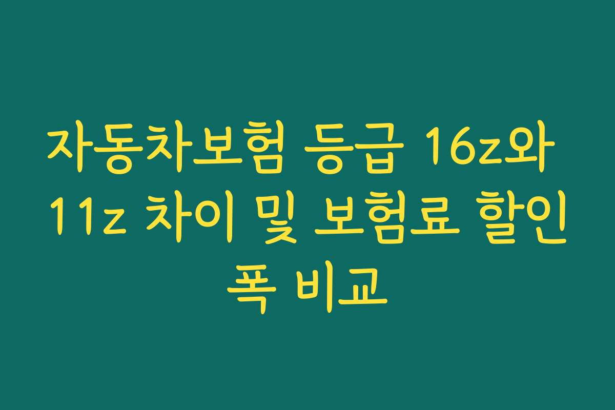 자동차보험 등급 16z와 11z 차이 및 보험료 할인폭 비교