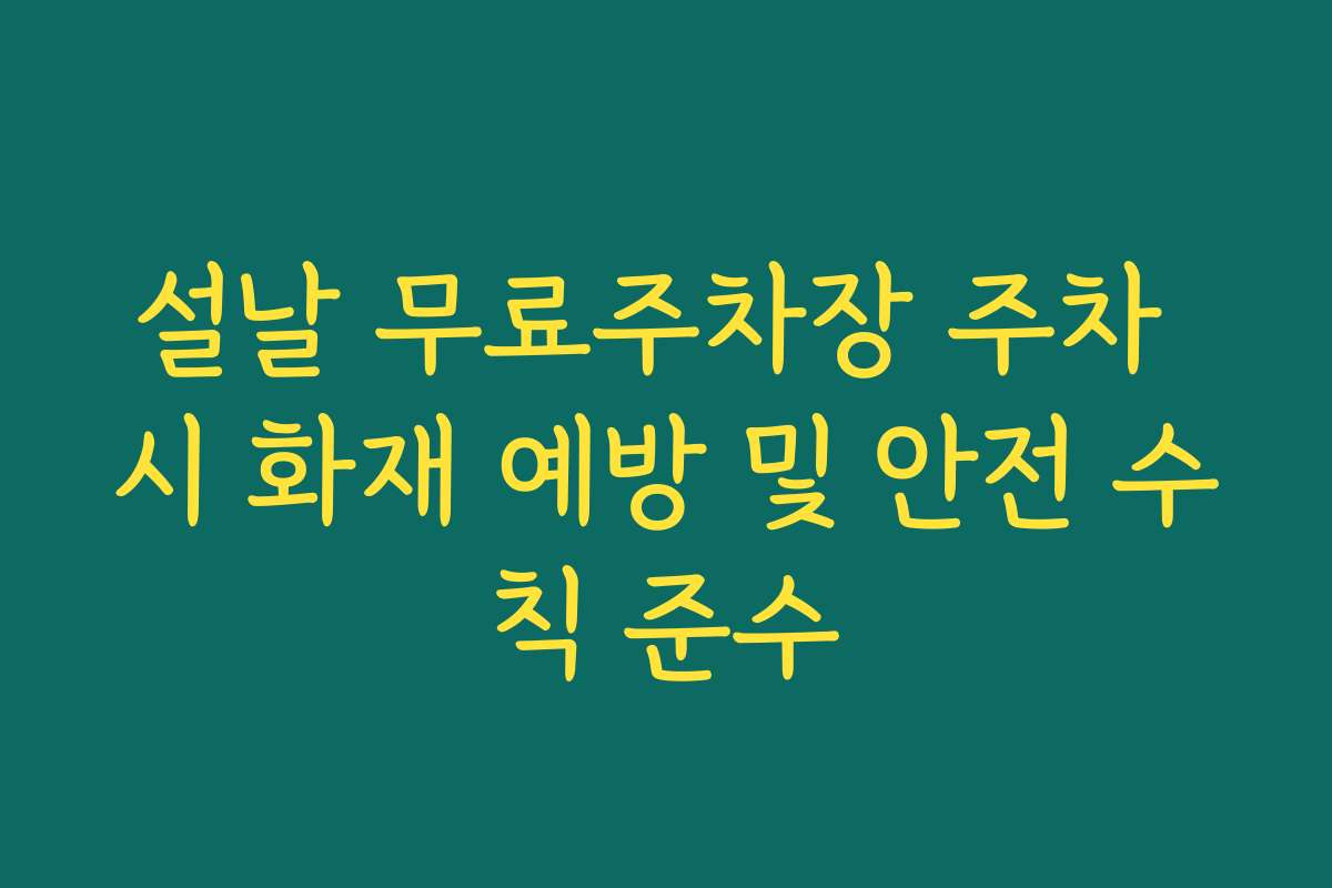 설날 무료주차장 주차 시 화재 예방 및 안전 수칙 준수