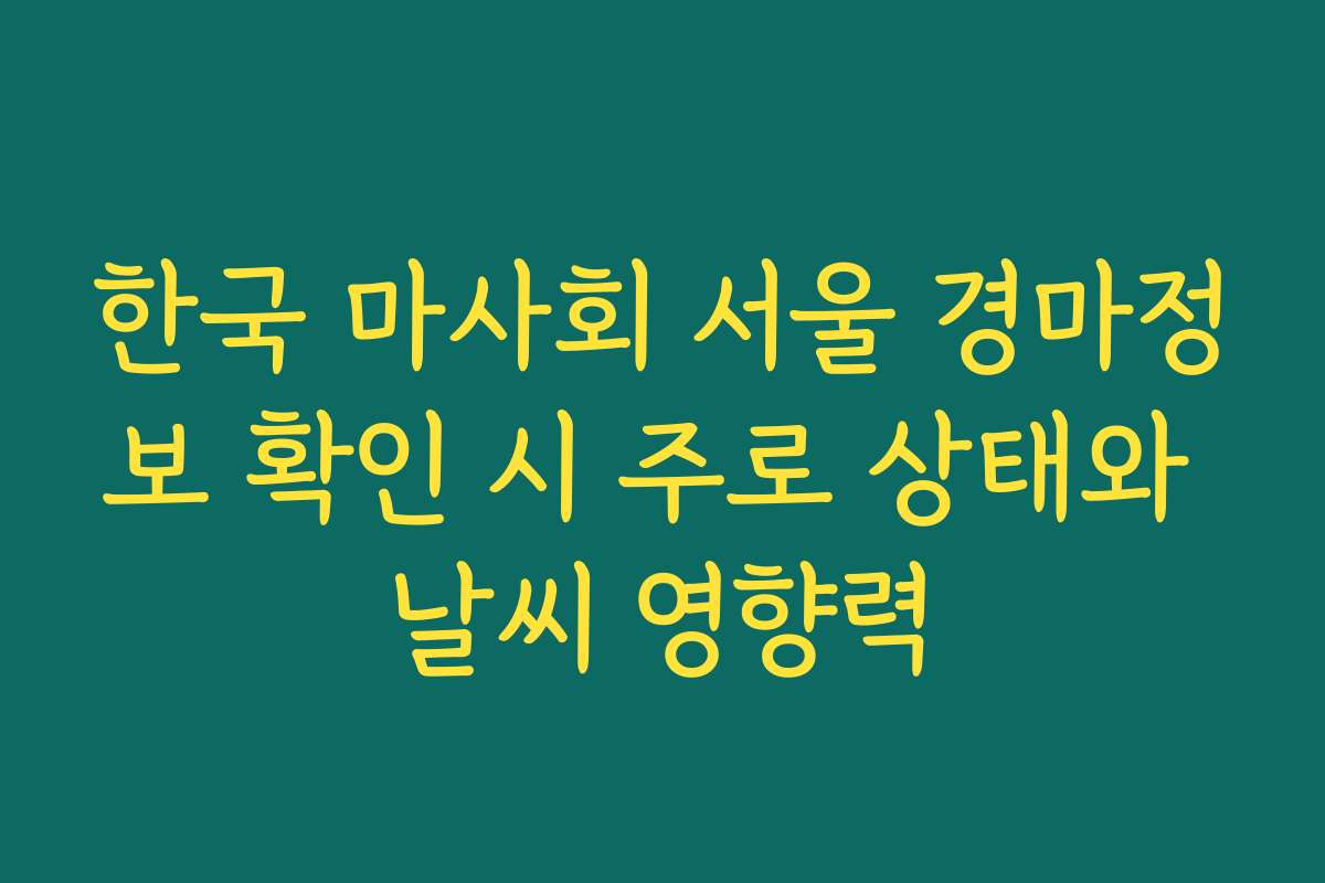 한국 마사회 서울 경마정보 확인 시 주로 상태와 날씨 영향력