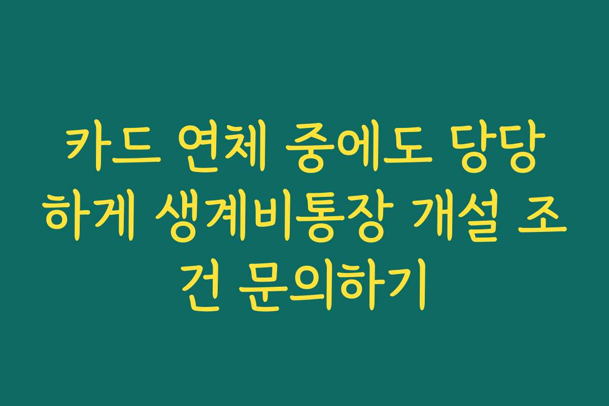 카드 연체 중에도 당당하게 생계비통장 개설 조건 문의하기
