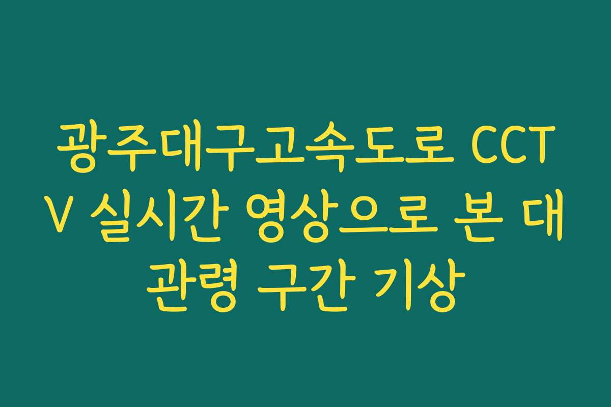 광주대구고속도로 CCTV 실시간 영상으로 본 대관령 구간 기상