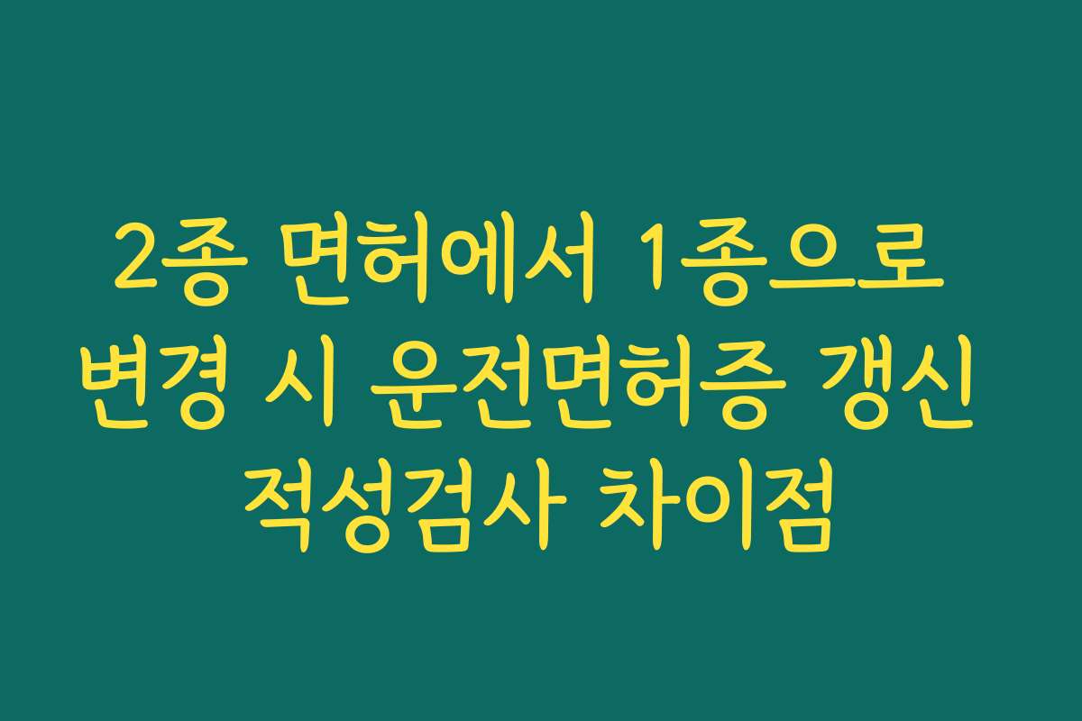 2종 면허에서 1종으로 변경 시 운전면허증 갱신 적성검사 차이점