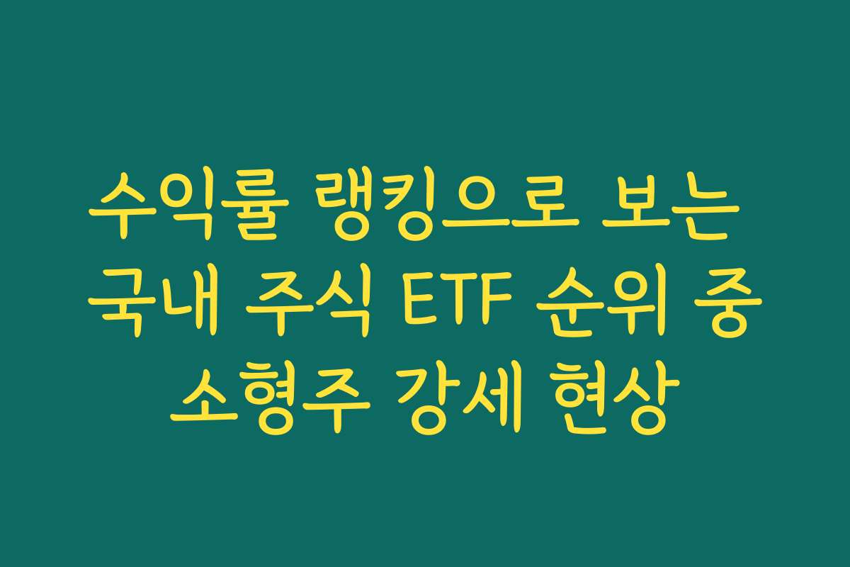 수익률 랭킹으로 보는 국내 주식 ETF 순위 중소형주 강세 현상