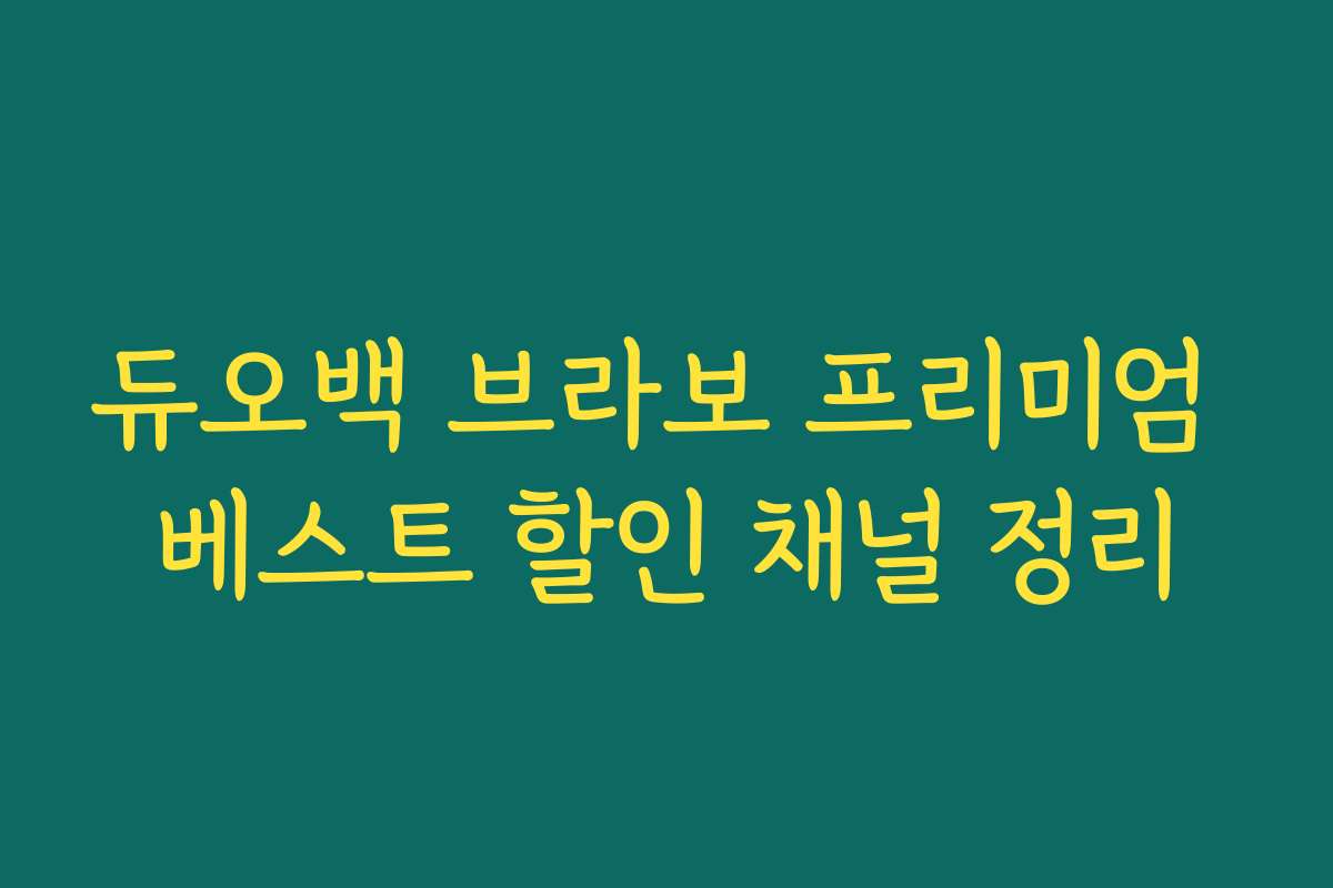 듀오백 브라보 프리미엄 베스트 할인 채널 정리