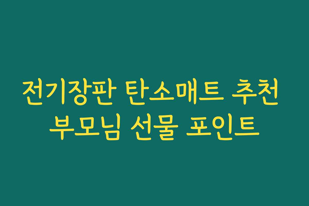전기장판 탄소매트 추천 부모님 선물 포인트