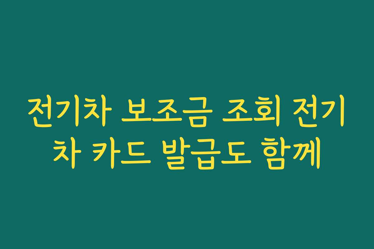 전기차 보조금 조회 전기차 카드 발급도 함께