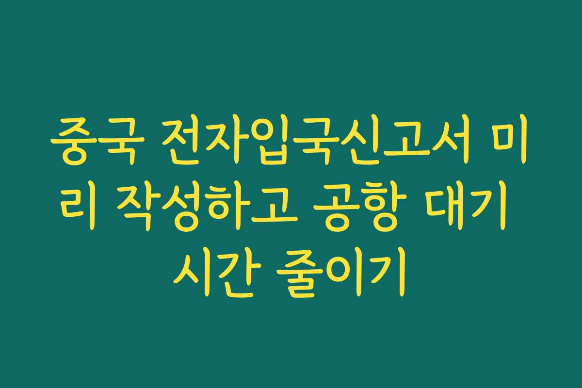 중국 전자입국신고서 미리 작성하고 공항 대기 시간 줄이기