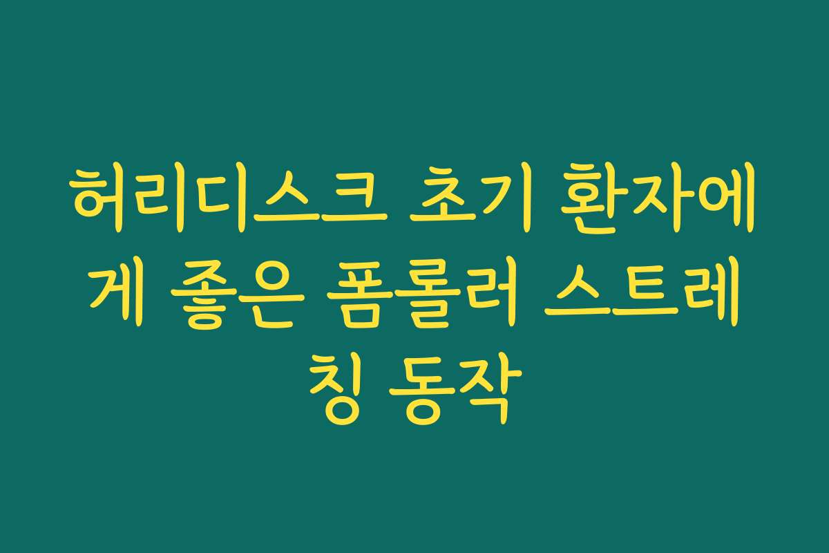 허리디스크 초기 환자에게 좋은 폼롤러 스트레칭 동작