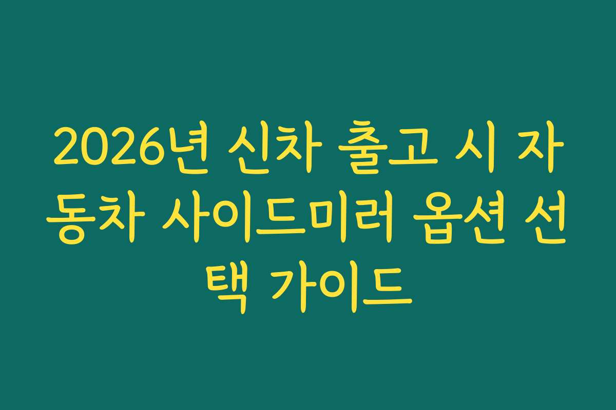 2026년 신차 출고 시 자동차 사이드미러 옵션 선택 가이드