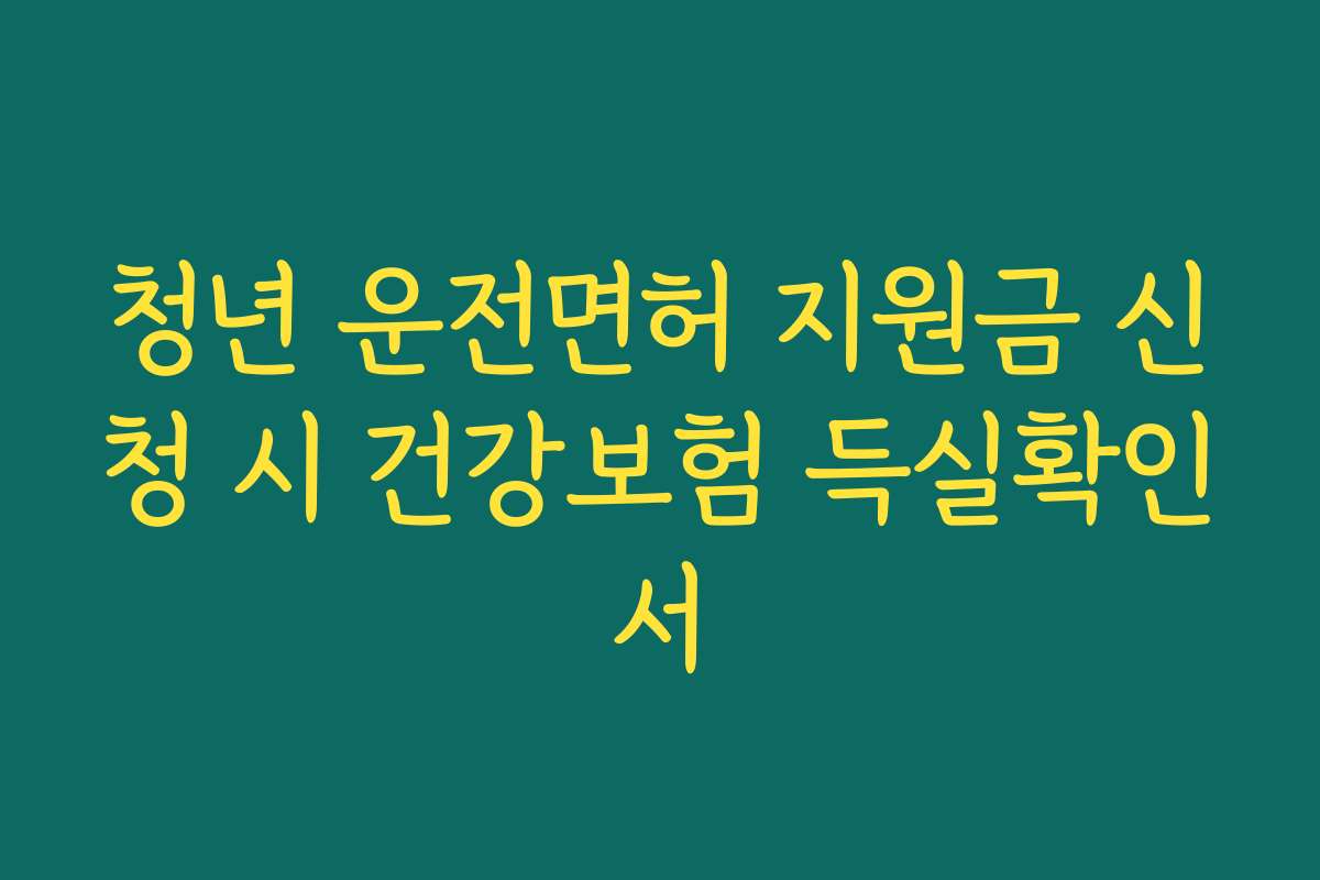청년 운전면허 지원금 신청 시 건강보험 득실확인서