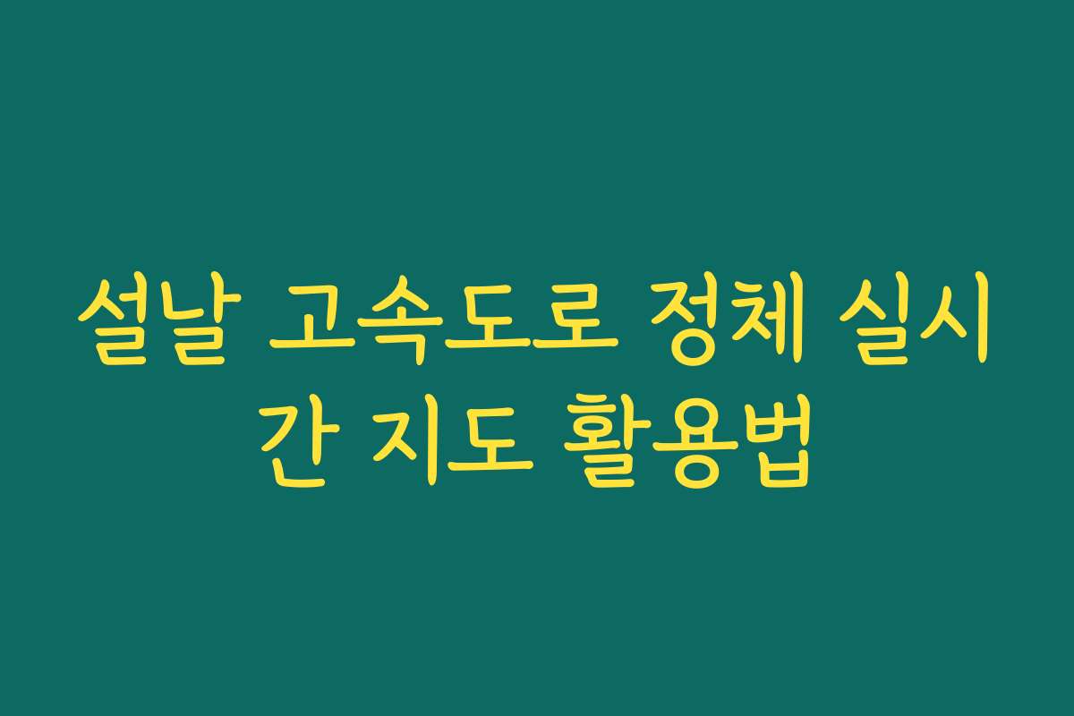 설날 고속도로 정체 실시간 지도 활용법