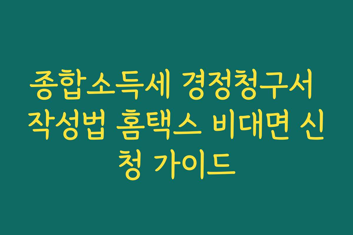 종합소득세 경정청구서 작성법 홈택스 비대면 신청 가이드
