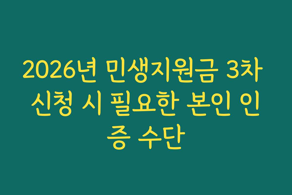 2026년 민생지원금 3차 신청 시 필요한 본인 인증 수단