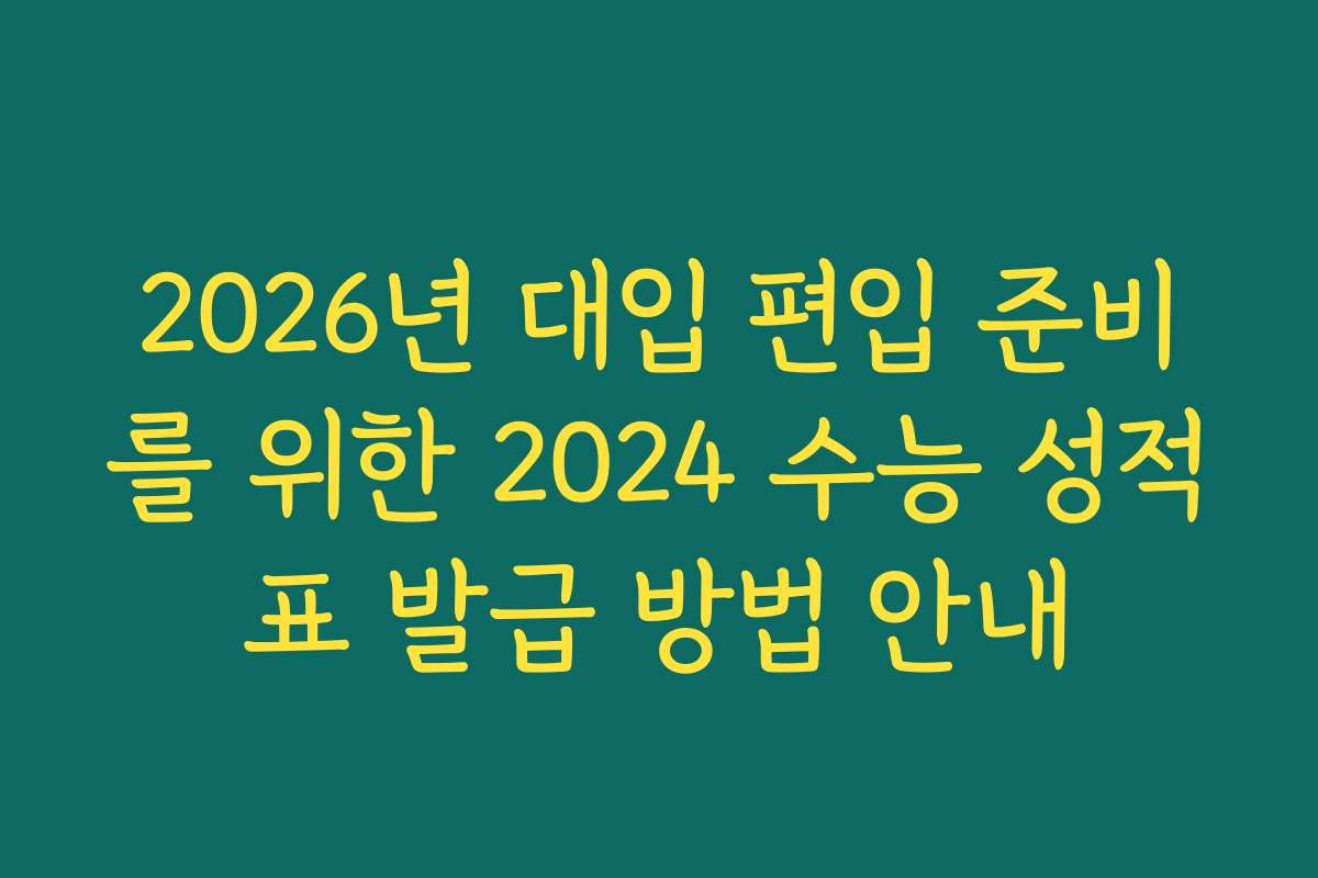 2026년 대입 편입 준비를 위한 2024 수능 성적표 발급 방법 안내