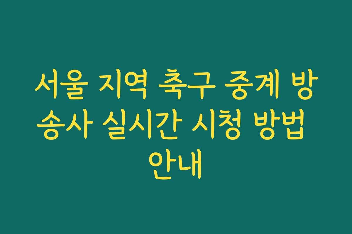 서울 지역 축구 중계 방송사 실시간 시청 방법 안내