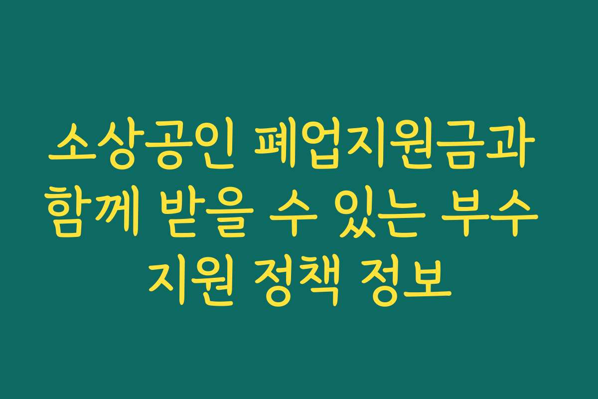 소상공인 폐업지원금과 함께 받을 수 있는 부수 지원 정책 정보