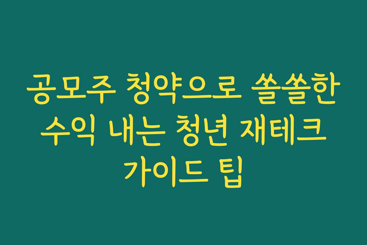 공모주 청약으로 쏠쏠한 수익 내는 청년 재테크 가이드 팁
