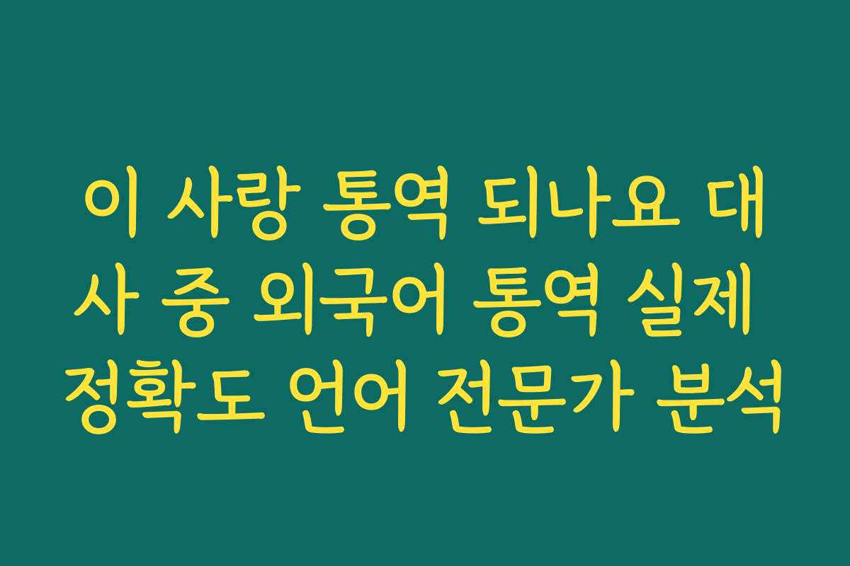 이 사랑 통역 되나요 대사 중 외국어 통역 실제 정확도 언어 전문가 분석