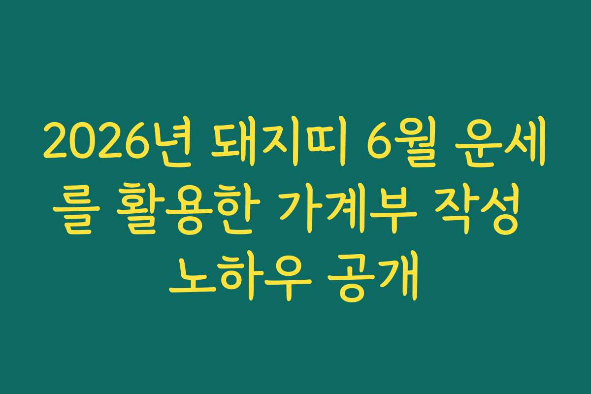 2026년 돼지띠 6월 운세를 활용한 가계부 작성 노하우 공개