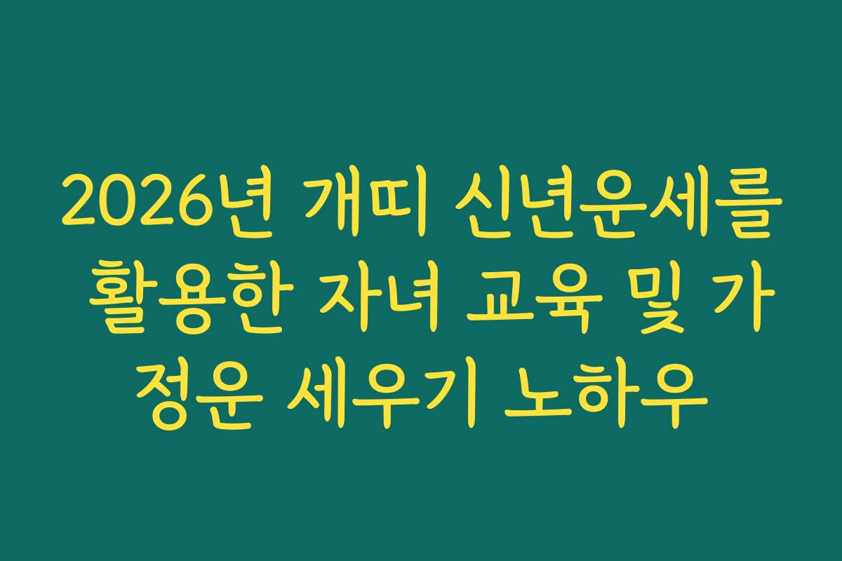 2026년 개띠 신년운세를 활용한 자녀 교육 및 가정운 세우기 노하우