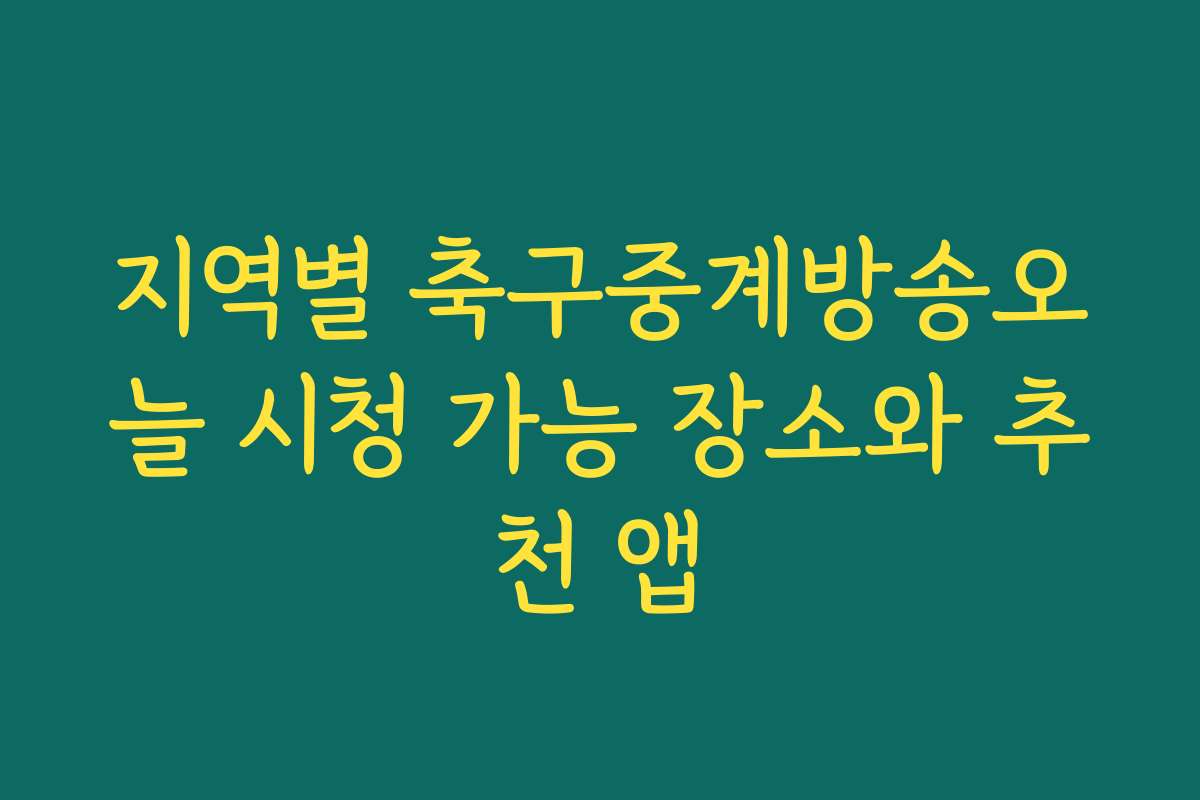 지역별 축구중계방송오늘 시청 가능 장소와 추천 앱
