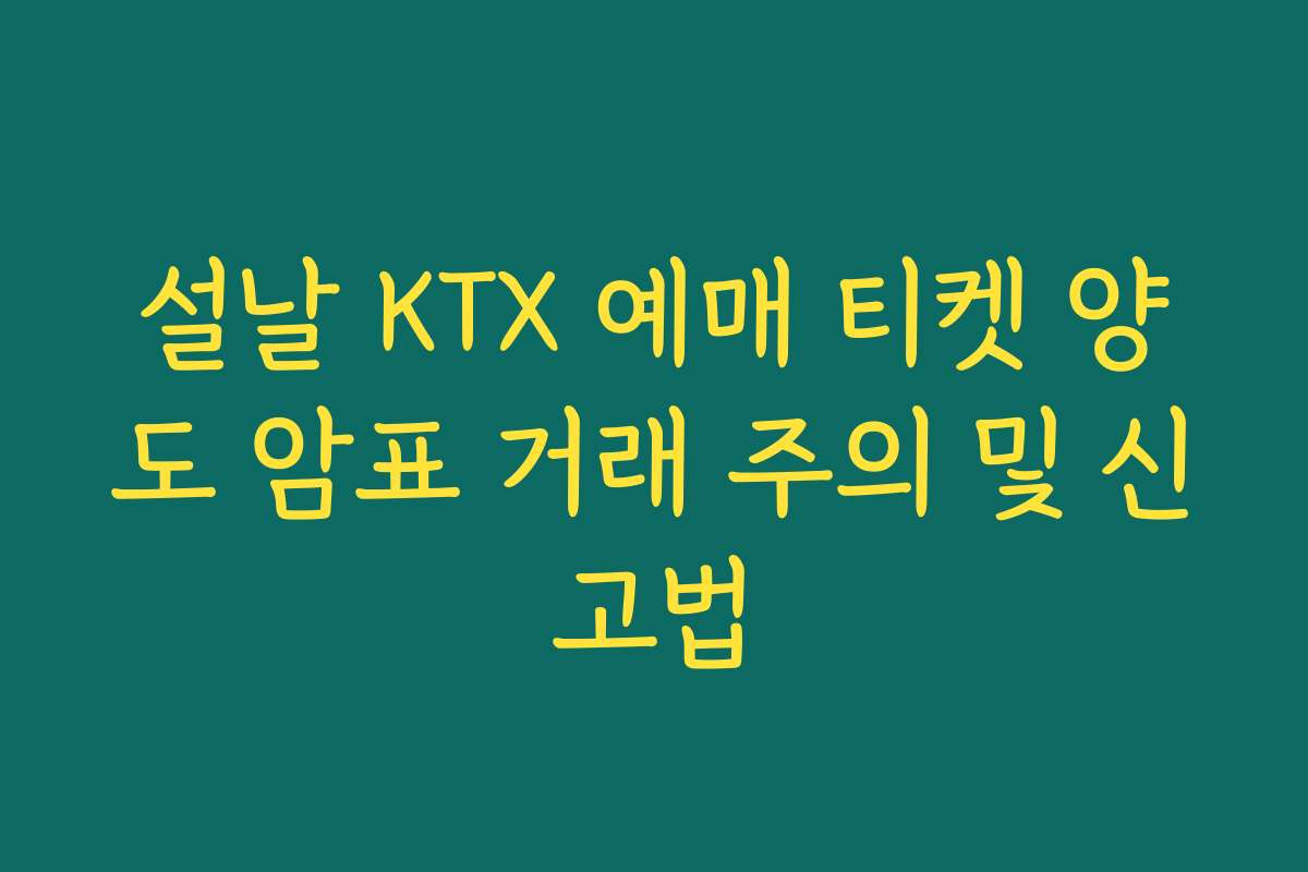 설날 KTX 예매 티켓 양도 암표 거래 주의 및 신고법