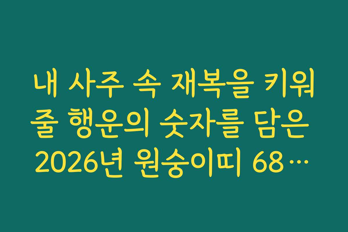 내 사주 속 재복을 키워줄 행운의 숫자를 담은 2026년 원숭이띠 68년생 신년 운세