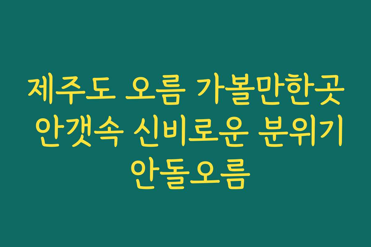 제주도 오름 가볼만한곳 안갯속 신비로운 분위기 안돌오름