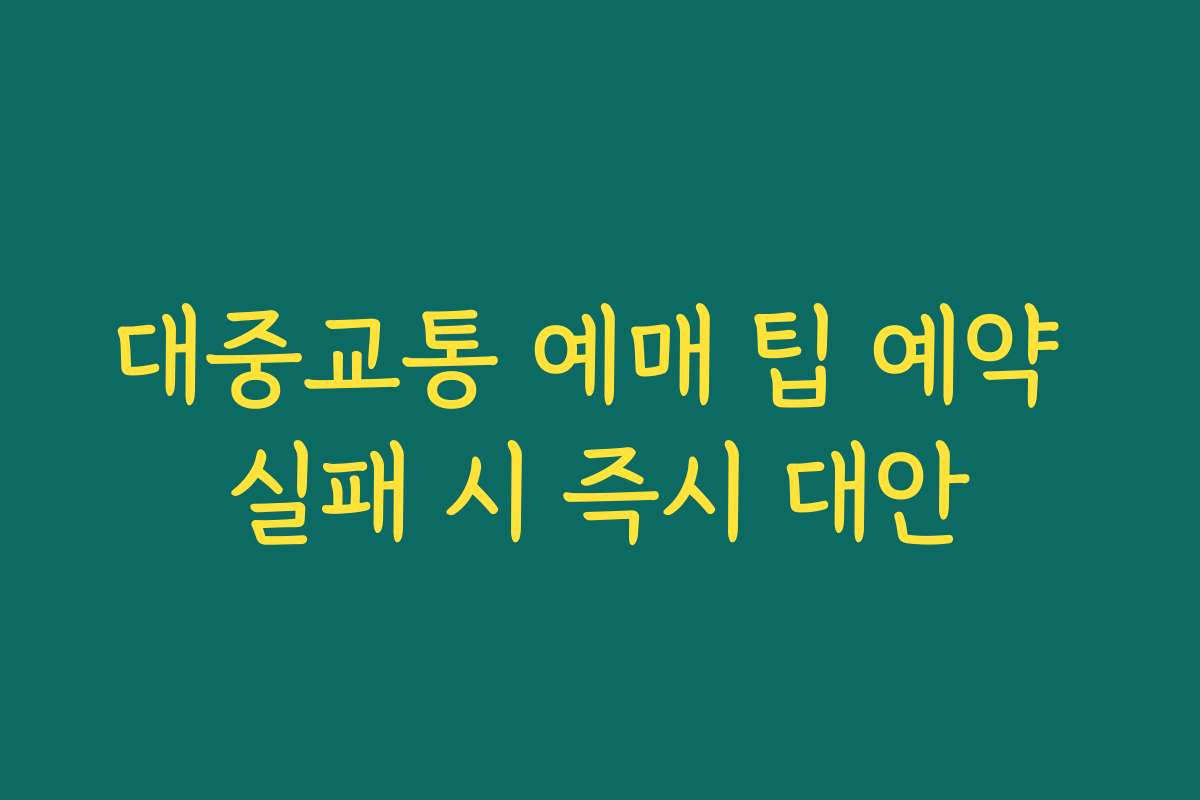 대중교통 예매 팁 예약 실패 시 즉시 대안