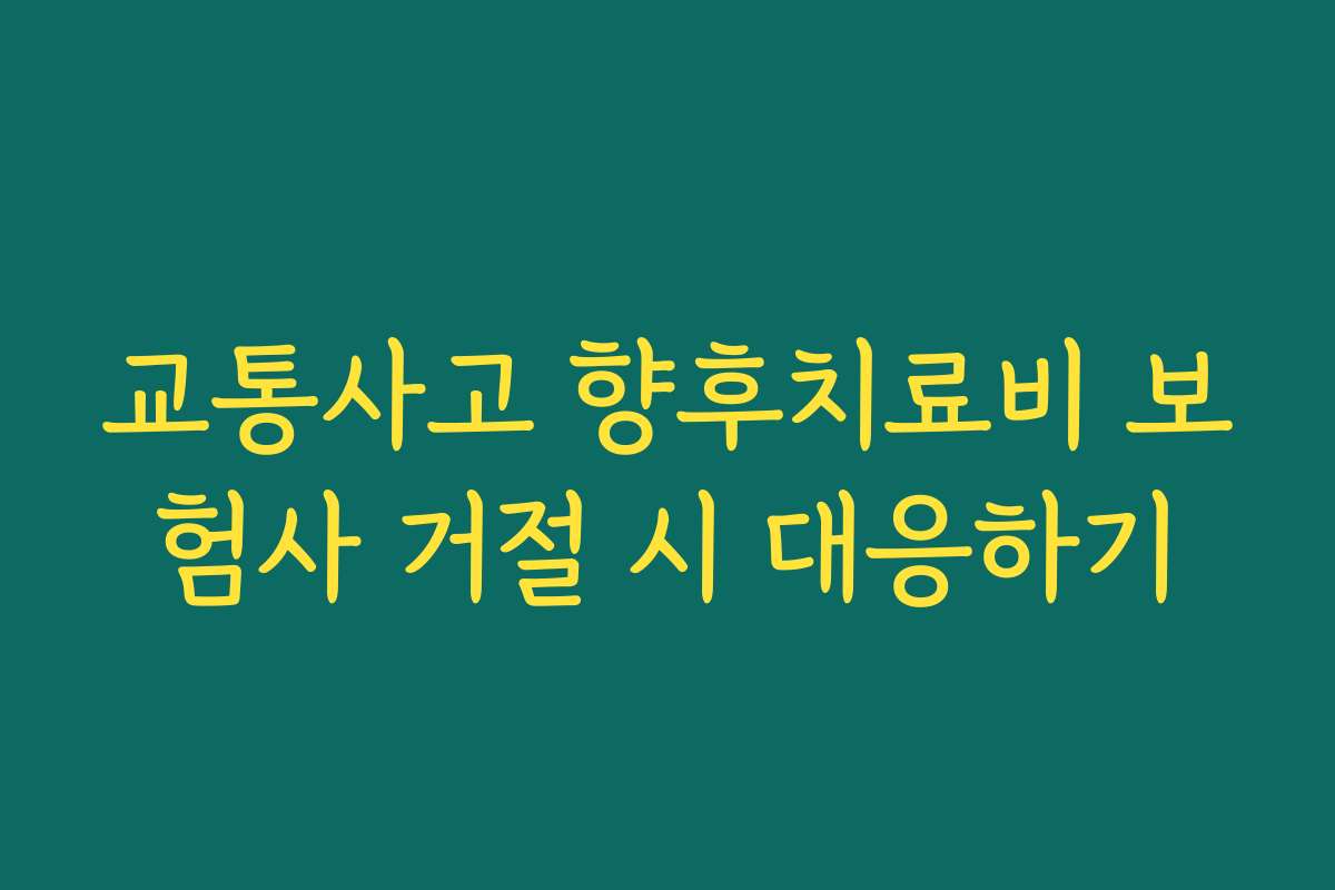 교통사고 향후치료비 보험사 거절 시 대응하기
