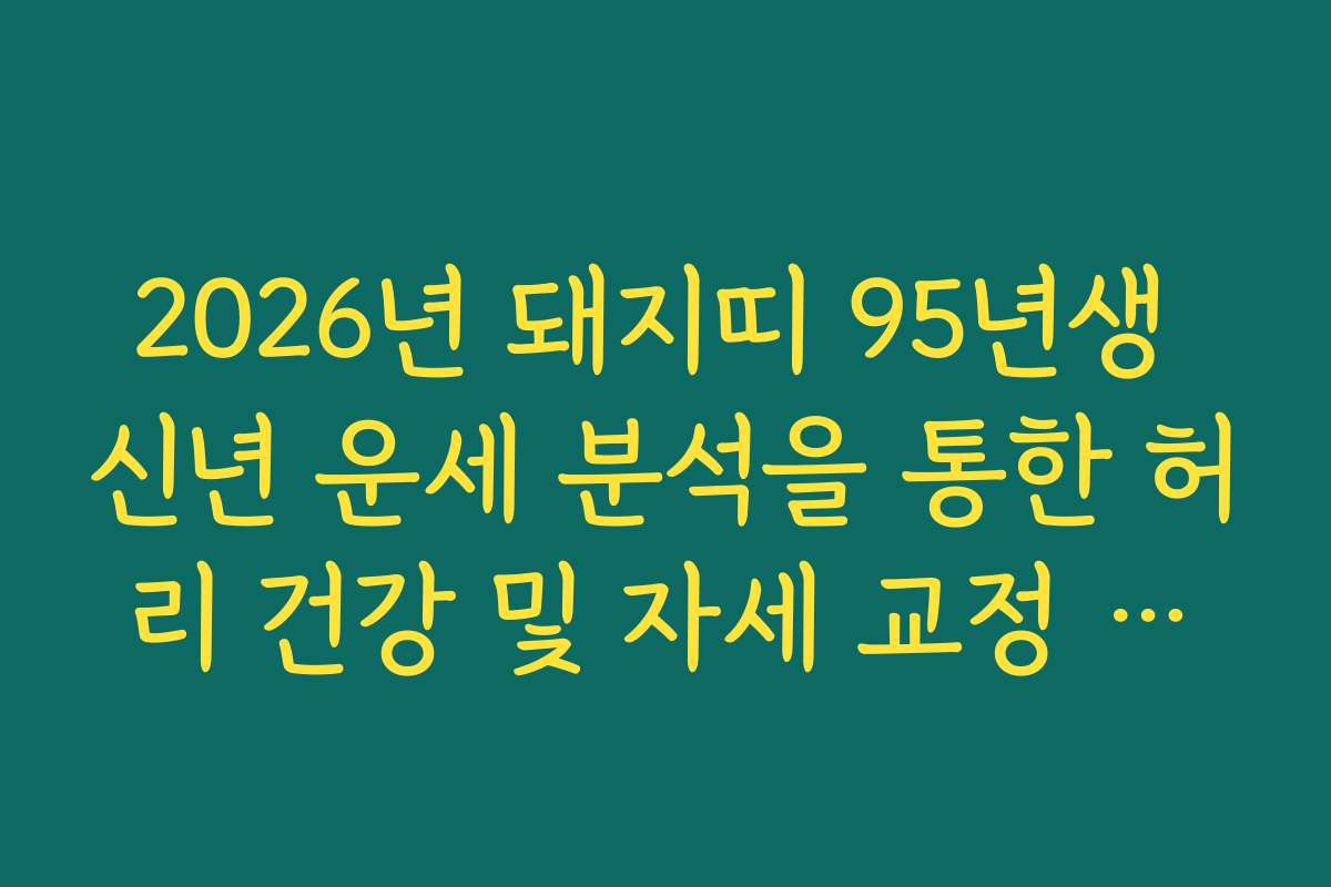 2026년 돼지띠 95년생 신년 운세 분석을 통한 허리 건강 및 자세 교정 수칙