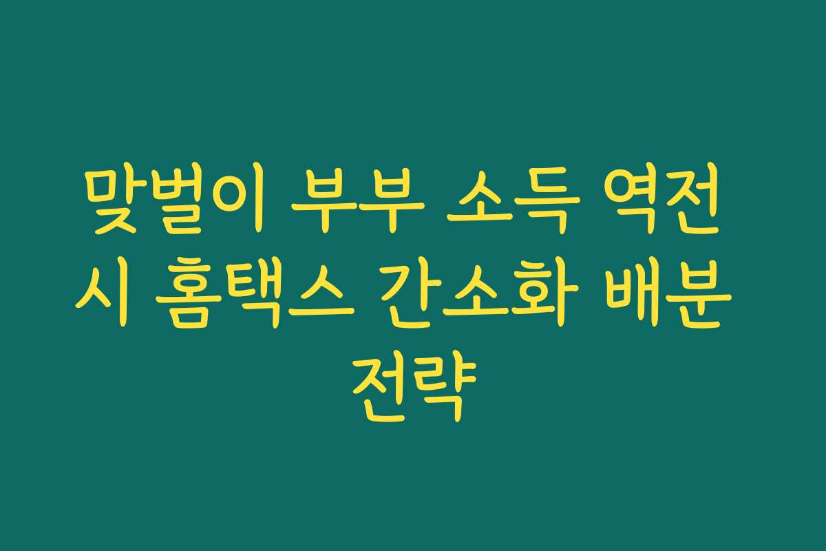 맞벌이 부부 소득 역전 시 홈택스 간소화 배분 전략