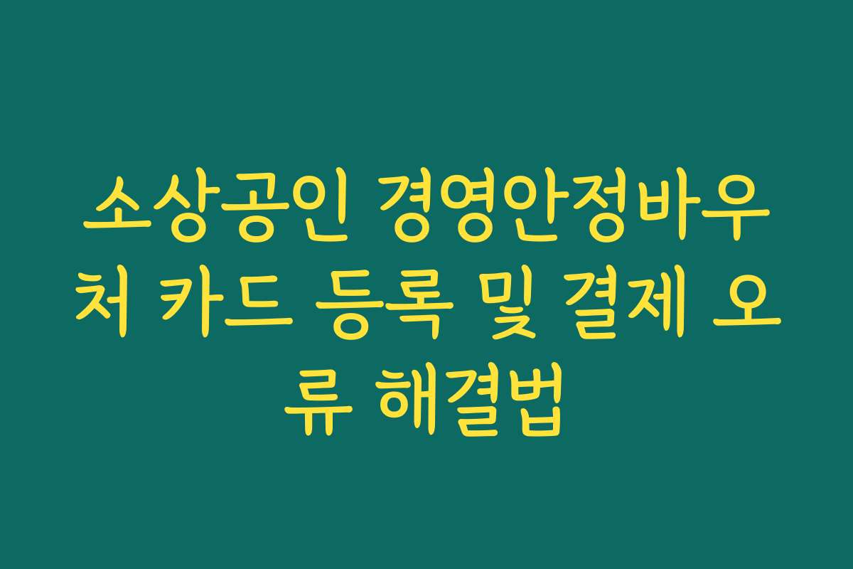소상공인 경영안정바우처 카드 등록 및 결제 오류 해결법